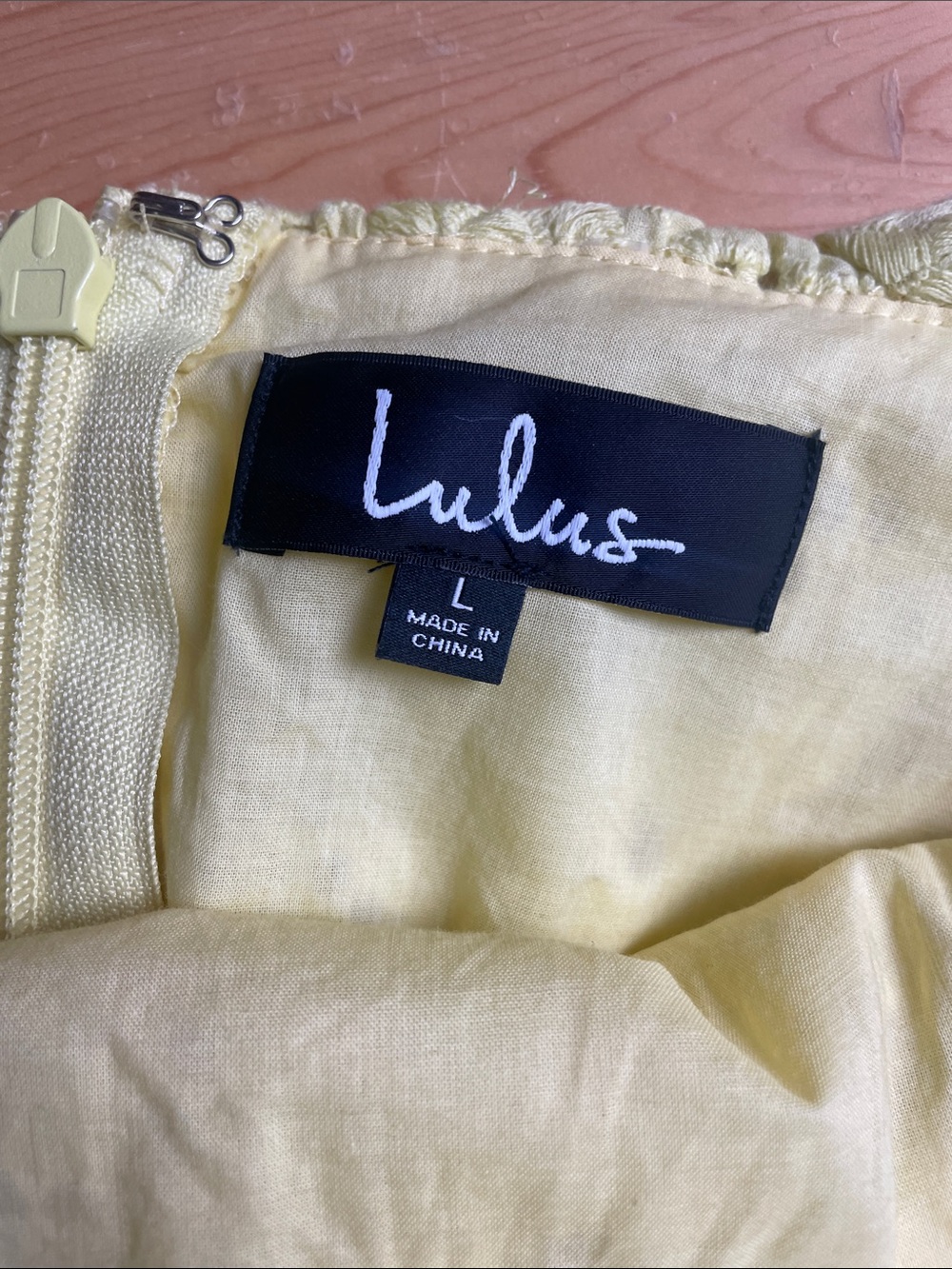 Lulus Biscay Yellow Ruffled Eyelet Lace Sleeveless Dress Women's L - Picture 9 of 13